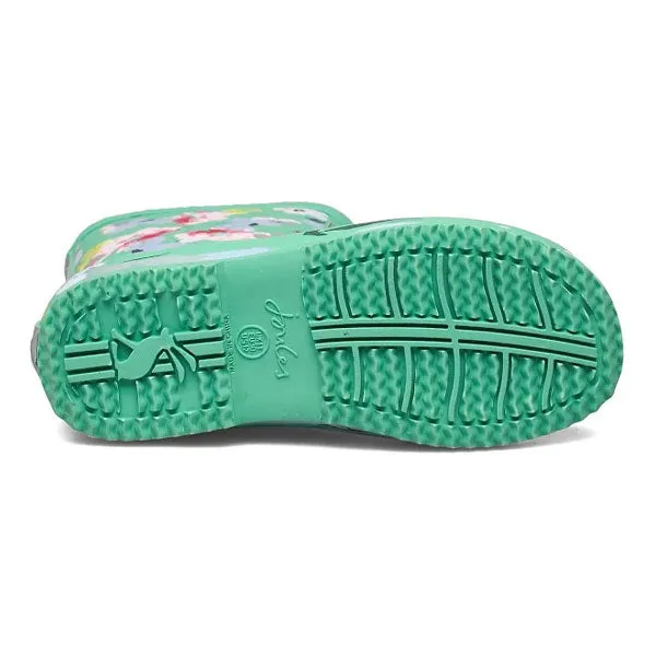 Joules Girls Green Floral Rain Boots