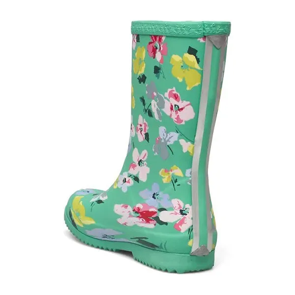 Joules Girls Green Floral Rain Boots
