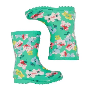 Joules Girls Green Floral Rain Boots