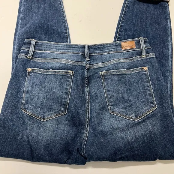 Judy Blue Jeans Womens Mid Rise Dark Wash Cuffed Boyfriend Denim Jeans Size 31
