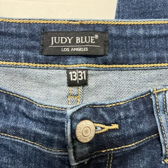 Judy Blue Jeans Womens Mid Rise Dark Wash Cuffed Boyfriend Denim Jeans Size 31
