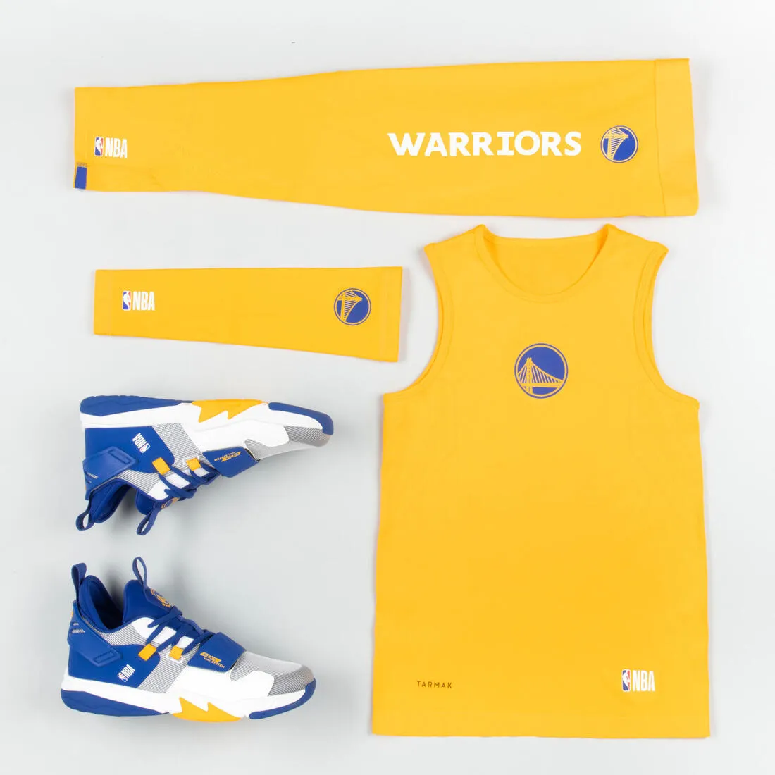 Kids' Intermediate Basketball Shoes SS500M - White/NBA Golden State Warriors