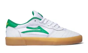 Lakai Cambridge Skate Shoes - White Leather/Green