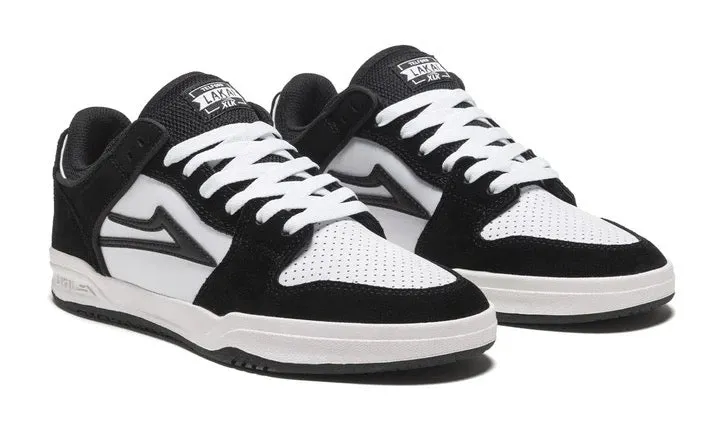 Lakai Telford Low Skate Shoes - Black/White Suede