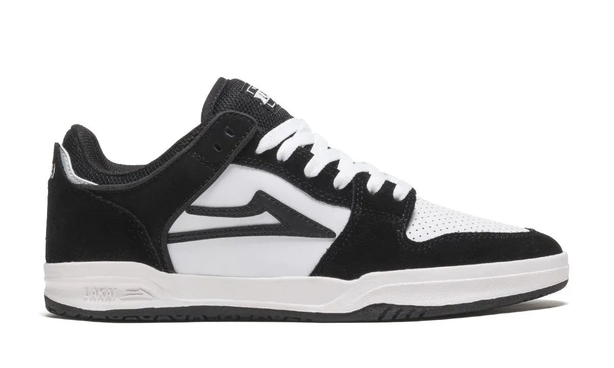 Lakai Telford Low Skate Shoes - Black/White Suede