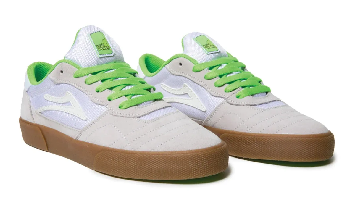 Lakai X Yeah Right Cambridge Skate Shoes - White/UV Green Suede