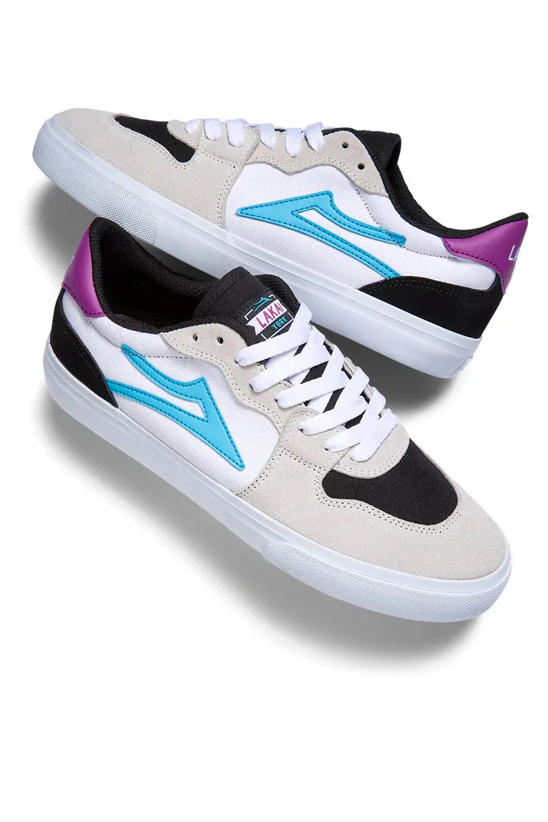 Lakai York Skate Shoes - White/Black Suede
