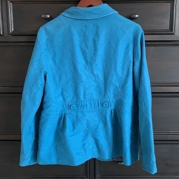 L.L. Bean Turquoise Blue Brushed Cotton Lined‎ Insulated Jacket Women’s Large