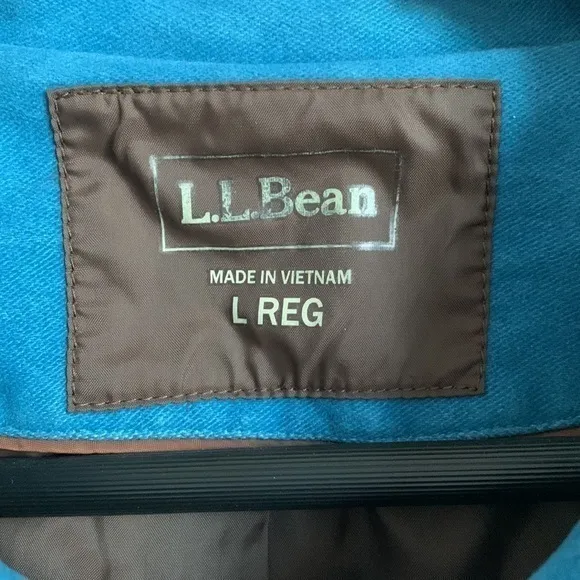 L.L. Bean Turquoise Blue Brushed Cotton Lined‎ Insulated Jacket Women’s Large