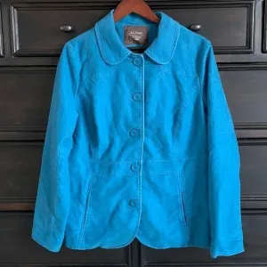 L.L. Bean Turquoise Blue Brushed Cotton Lined‎ Insulated Jacket Women’s Large
