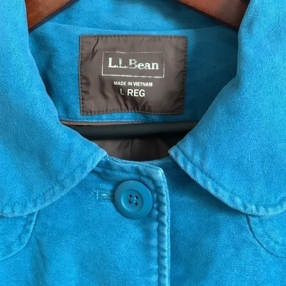 L.L. Bean Turquoise Blue Brushed Cotton Lined‎ Insulated Jacket Women’s Large