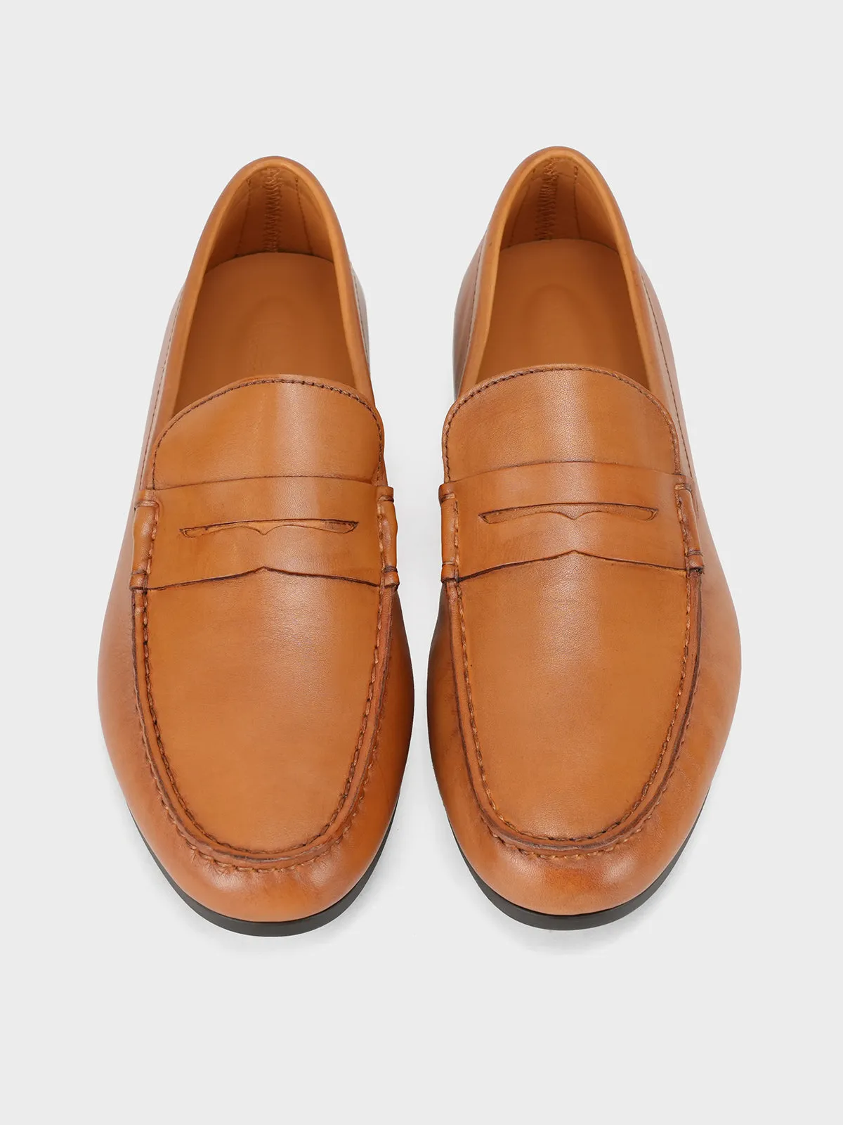 Men "NON" Woven Textured Slip On Casual Leather Moccasin Shoes