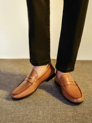 Men "NON" Woven Textured Slip On Casual Leather Moccasin Shoes