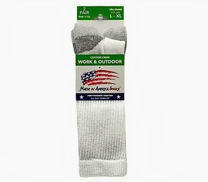 Men's Cotton Crew Work Socks L/XL - 2 Pack