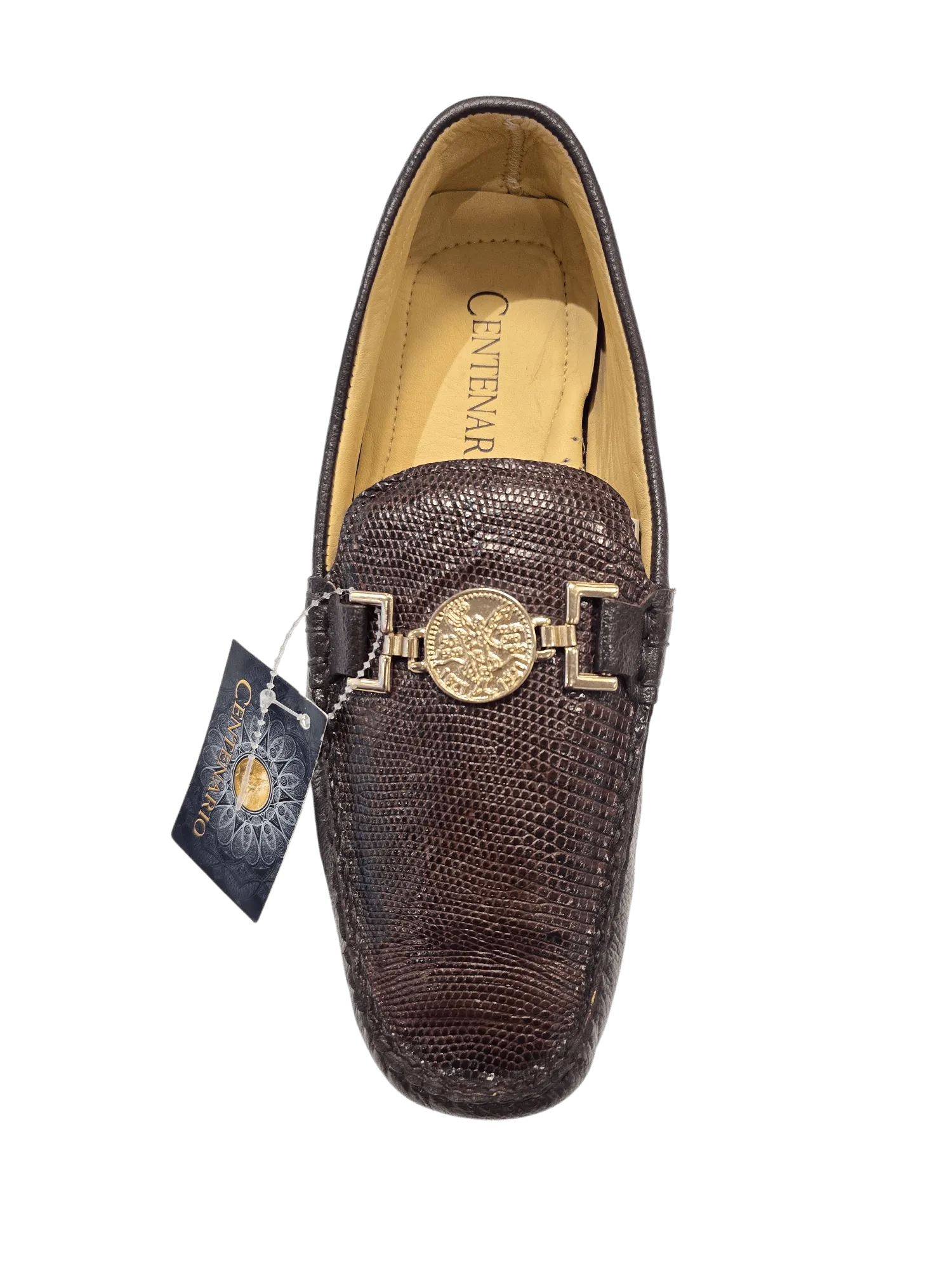 Men's Exotic Shoes Lizard Ring Casual Moccasins 'Centenario' Cigar Color 41287
