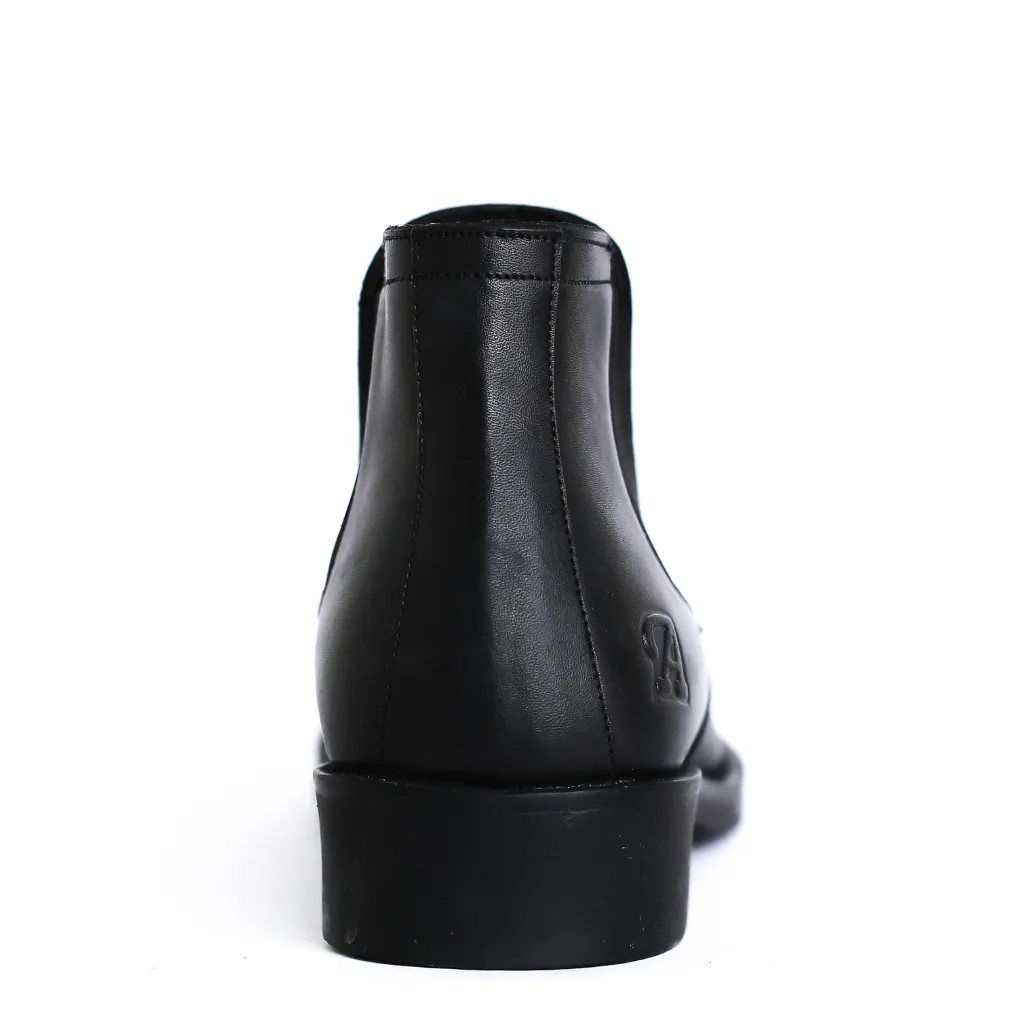 Men's Genuine leather half boots Model V99 - Black Color.