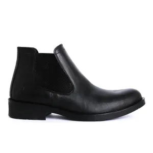 Men's Genuine leather half boots Model V99 - Black Color.