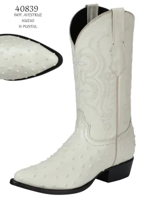 Men's Imit. Ostrich Cowboy Boots 'El Señor De Los Cielos' White Color 40863