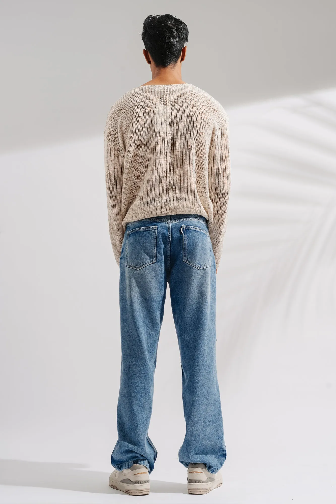 Men's Knee Ripped Straight Jeans