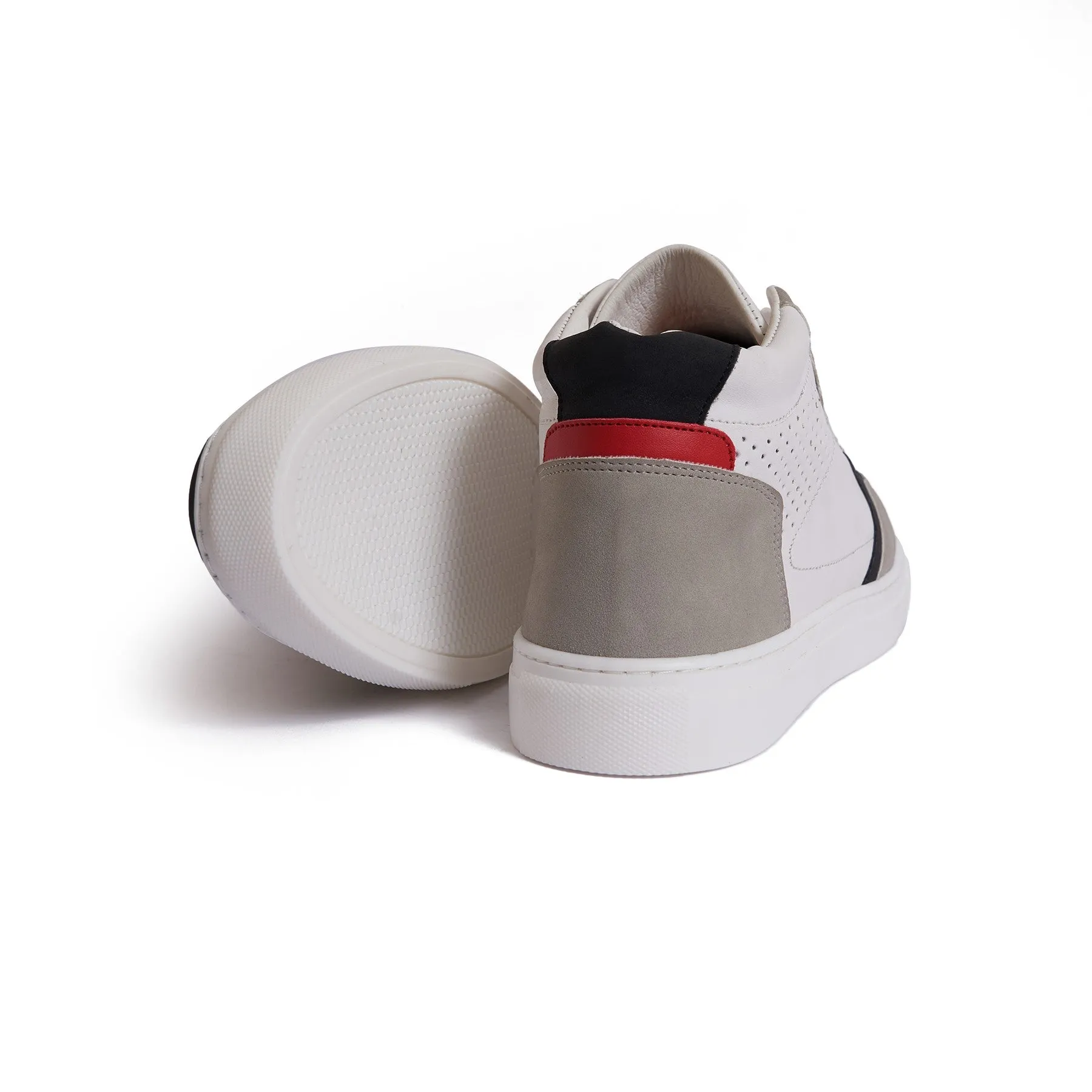 Men's  leather half Boot - White& Gray Color Model V920