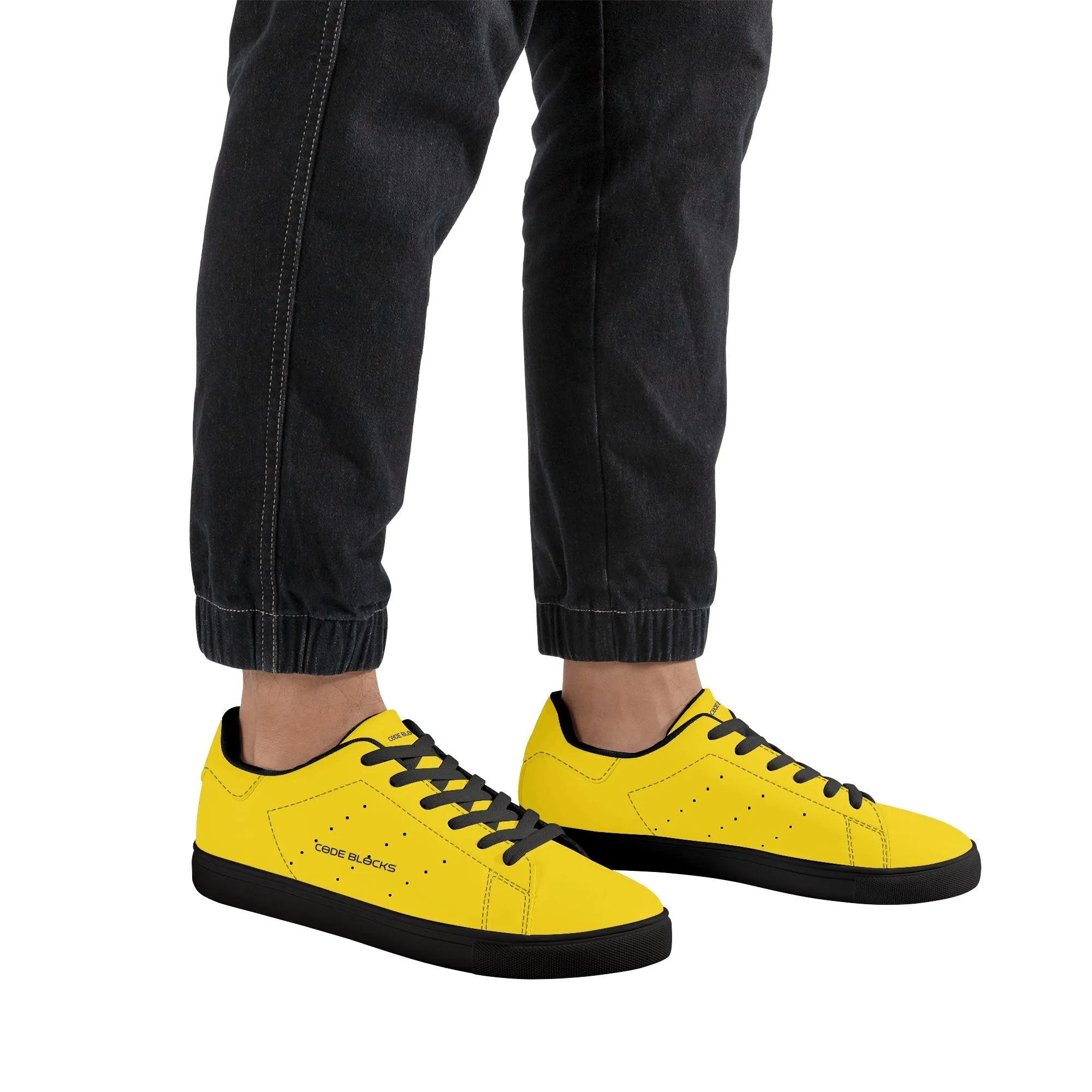 Mens Rubber Low Top Leather Sneakers
