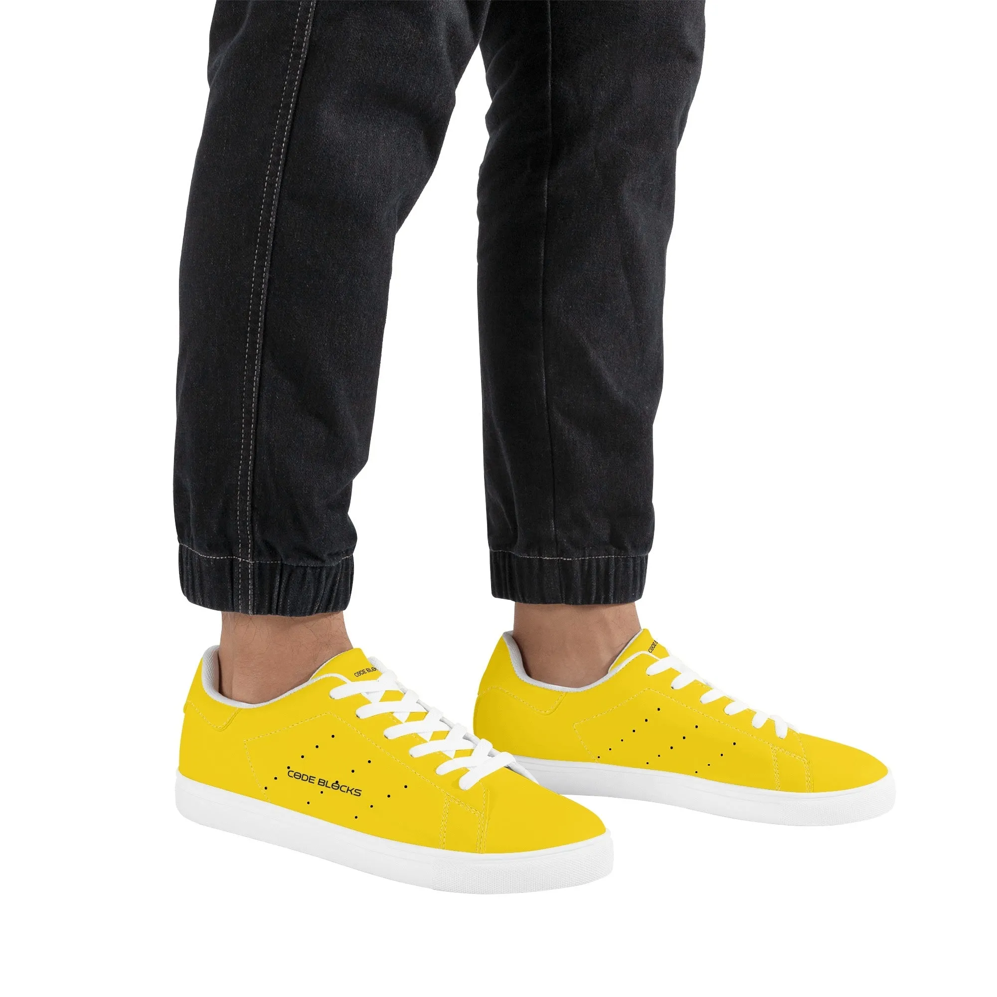Mens Rubber Low Top Leather Sneakers