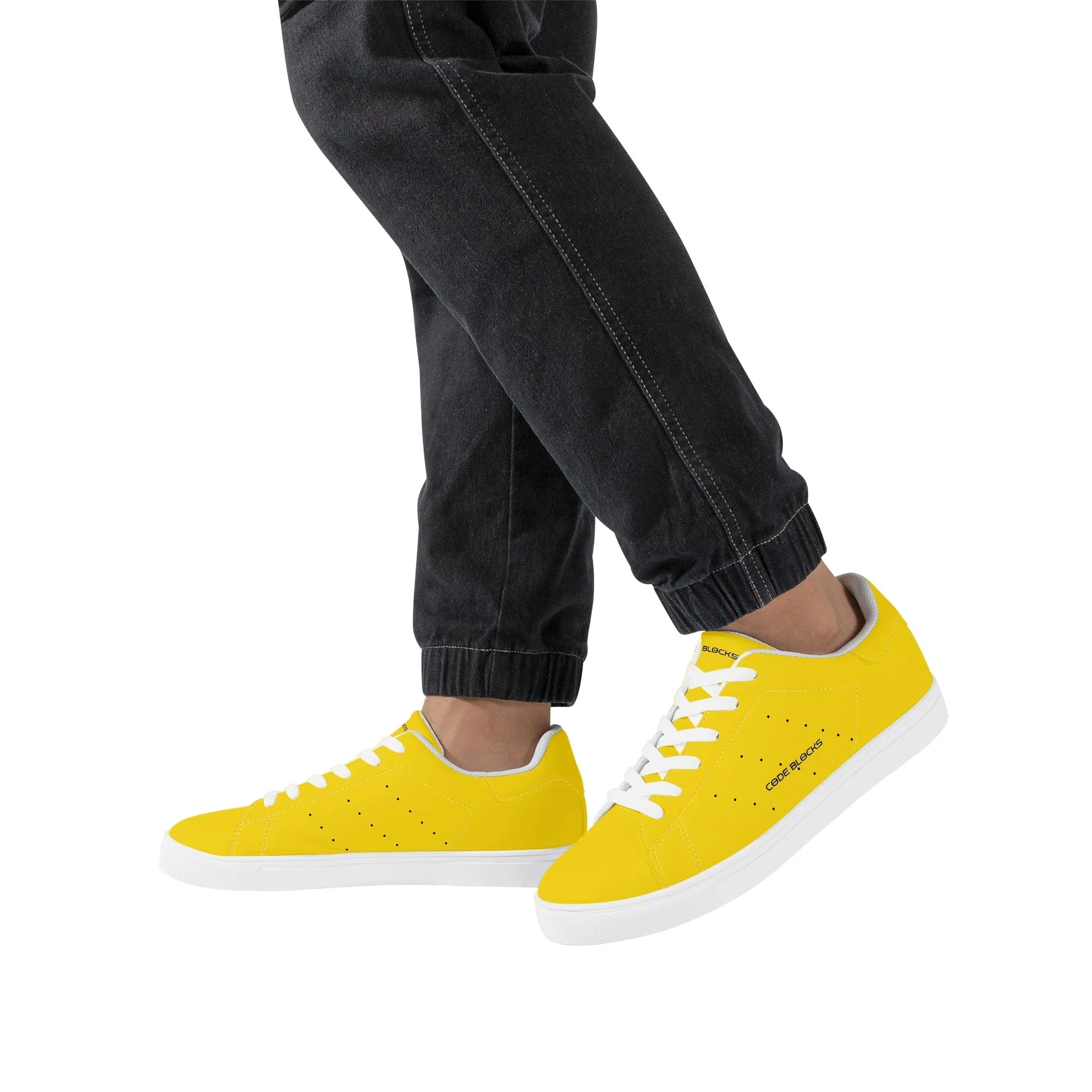 Mens Rubber Low Top Leather Sneakers