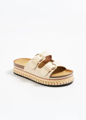 Metallic wedge mules with anatomical sole