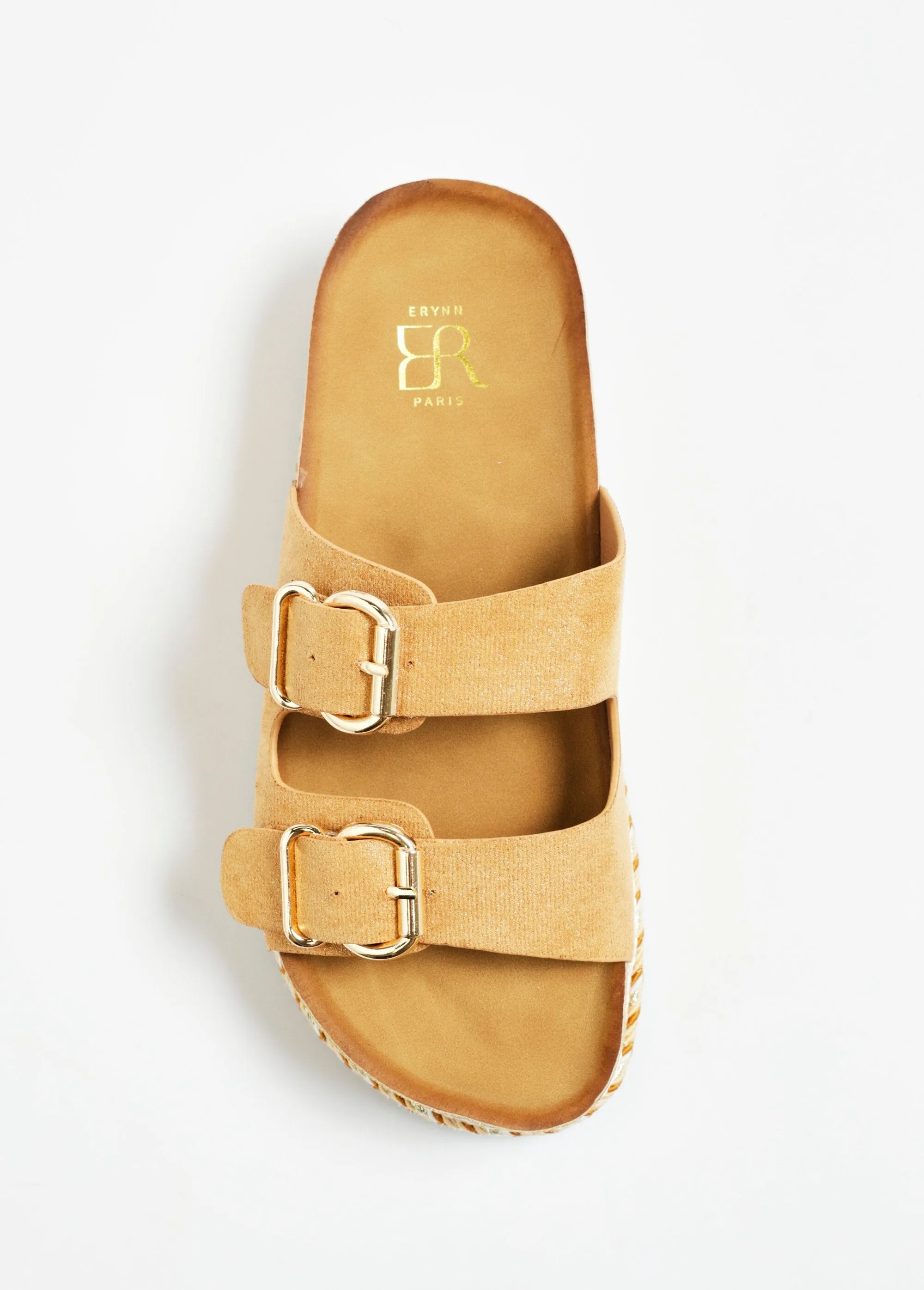 Metallic wedge mules with anatomical sole