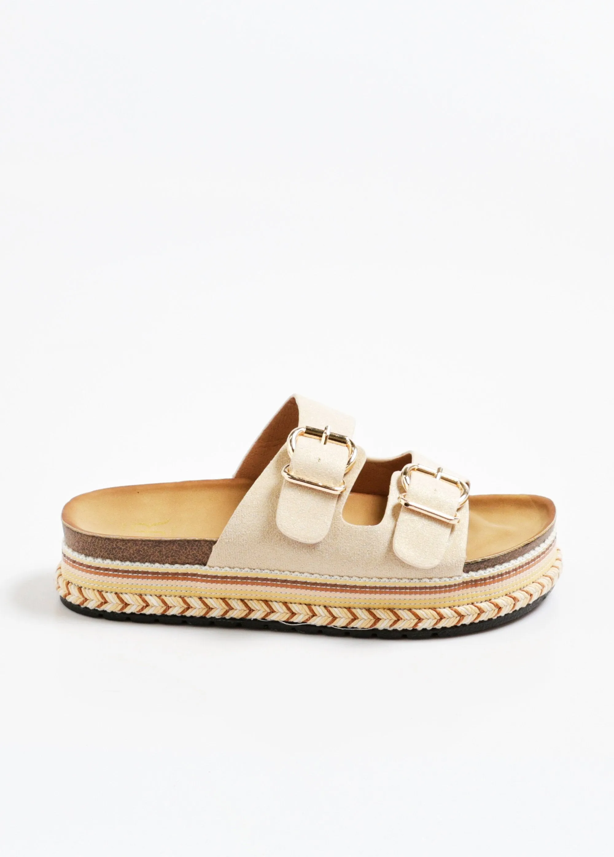 Metallic wedge mules with anatomical sole