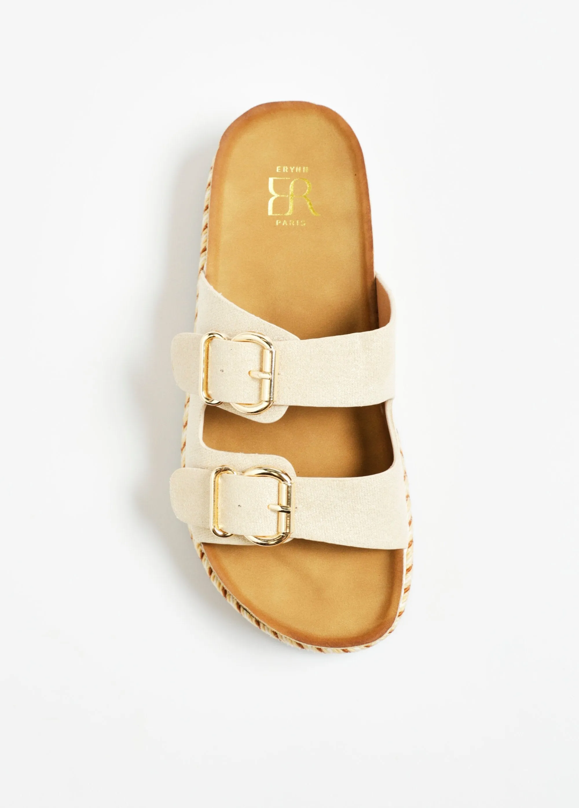 Metallic wedge mules with anatomical sole