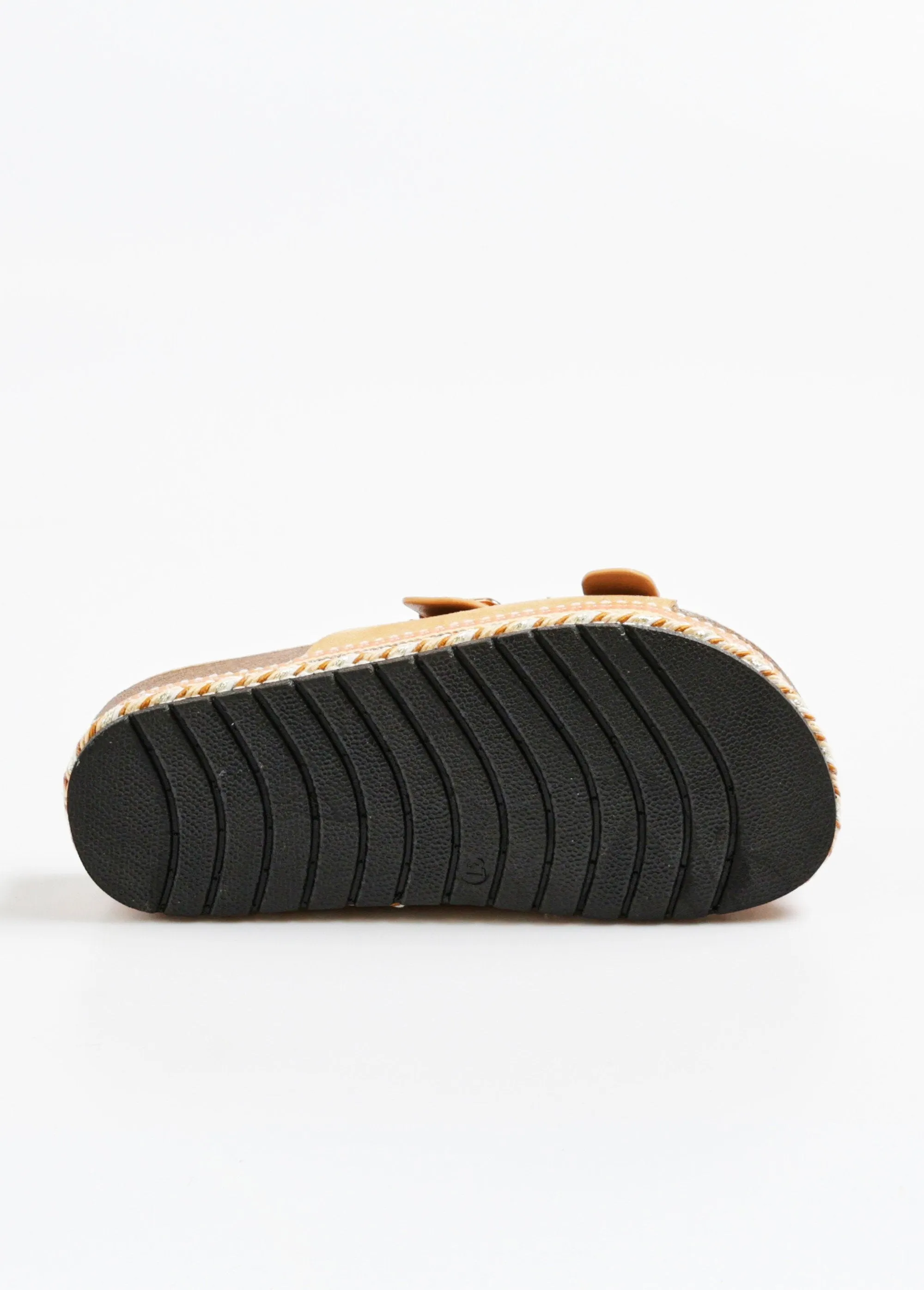 Metallic wedge mules with anatomical sole