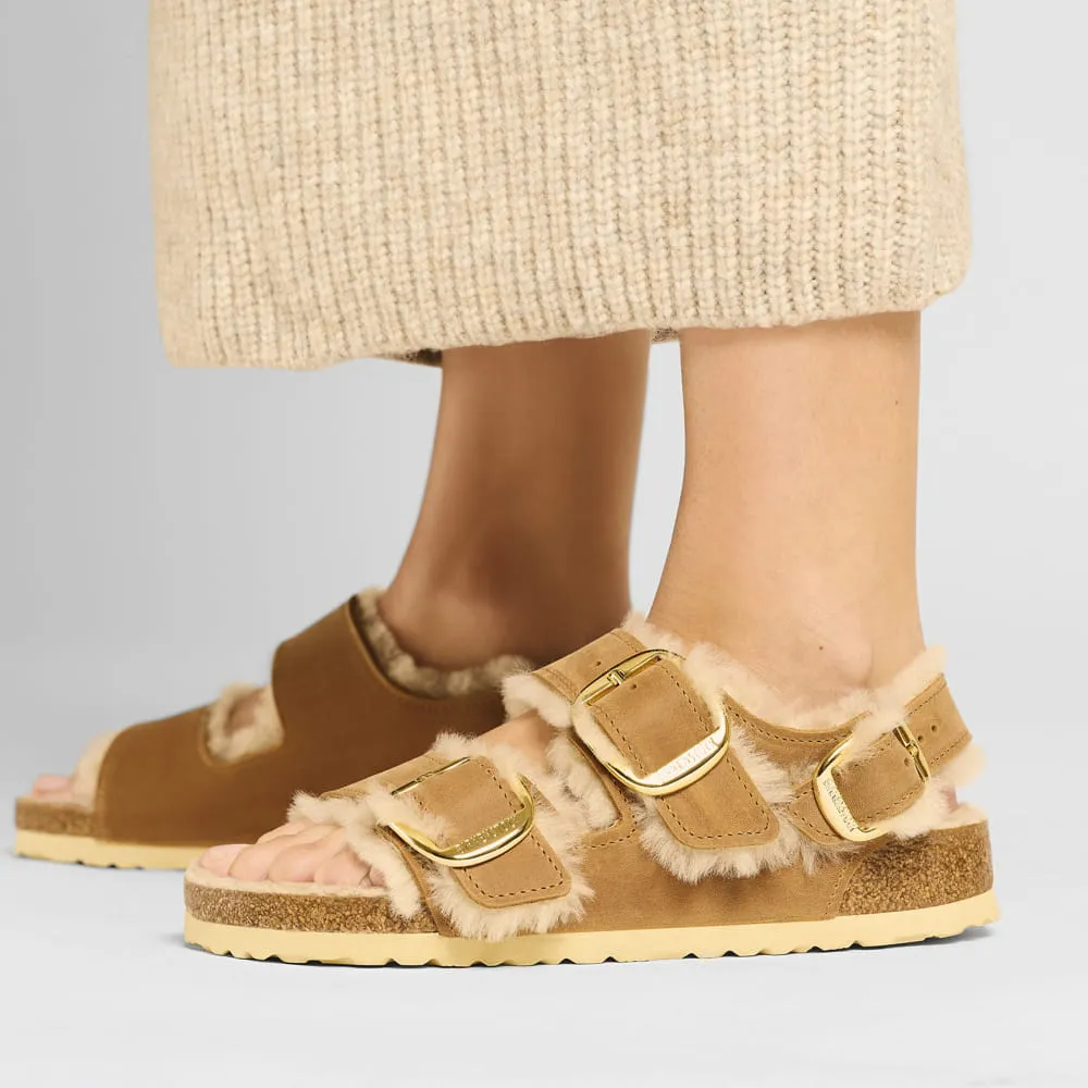 Milano Big Buckle Shearling Oiled Leather