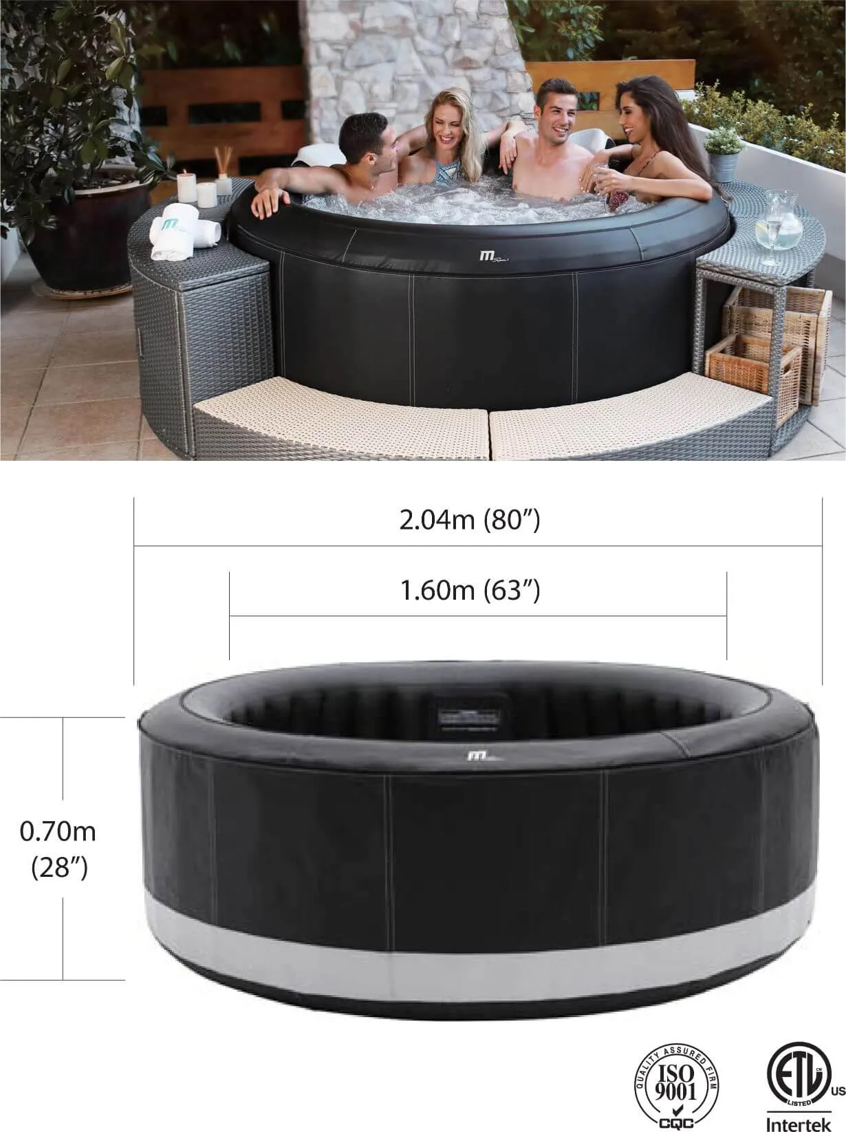 MSPA Portable Hot Tub for 4-6 people I 245 Gallon I Inflatable Hot Tub I SPAFAIR