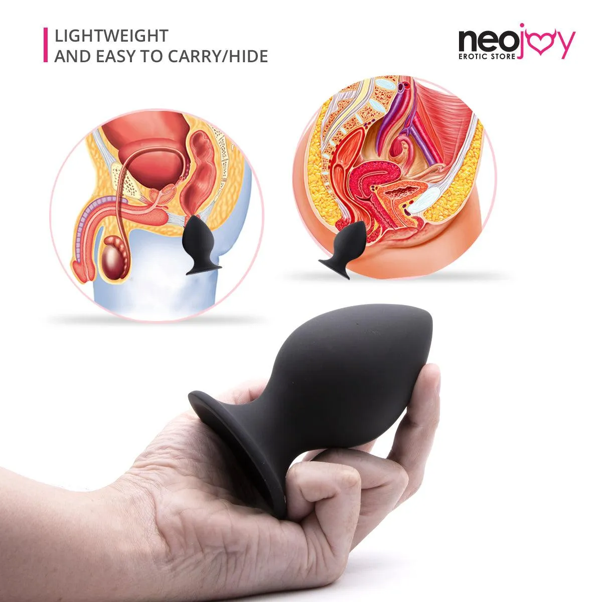 Neojoy Silicone Butt Plug With Suction Cup Base - Black