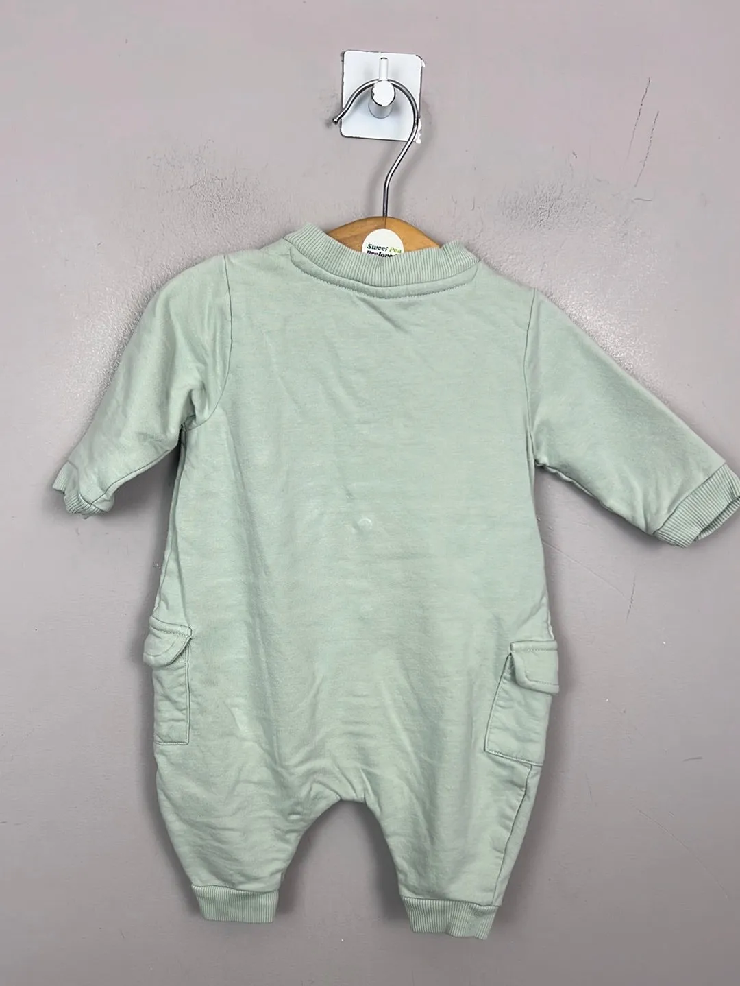 Next sage green cargo romper 0-3m