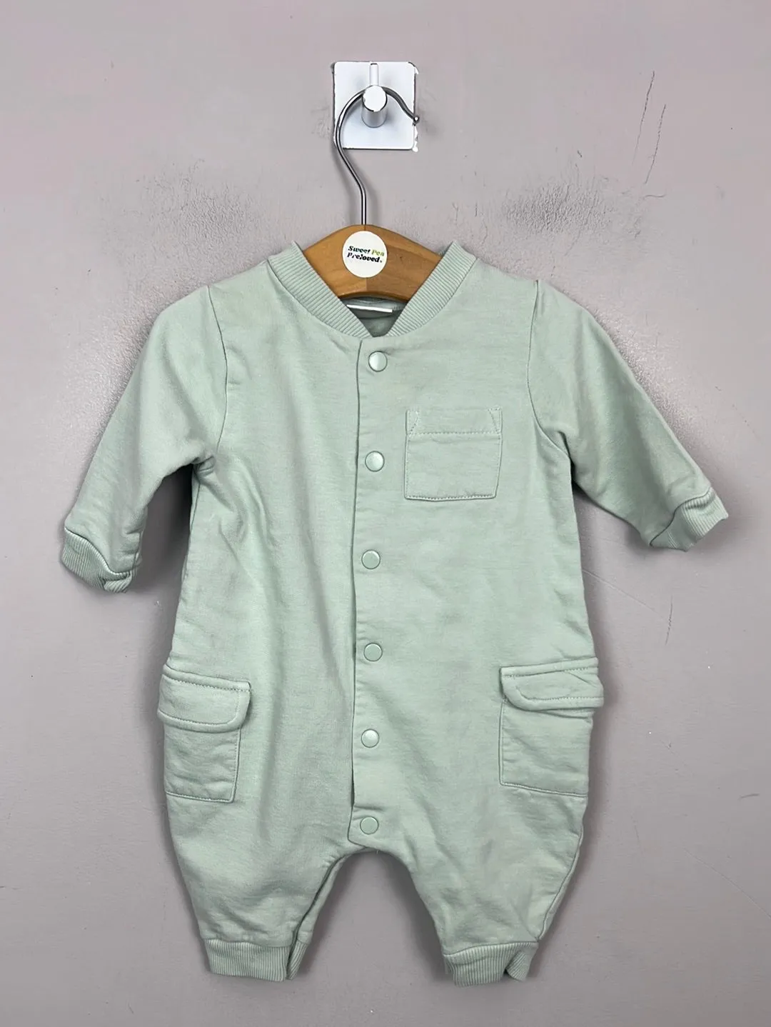 Next sage green cargo romper 0-3m