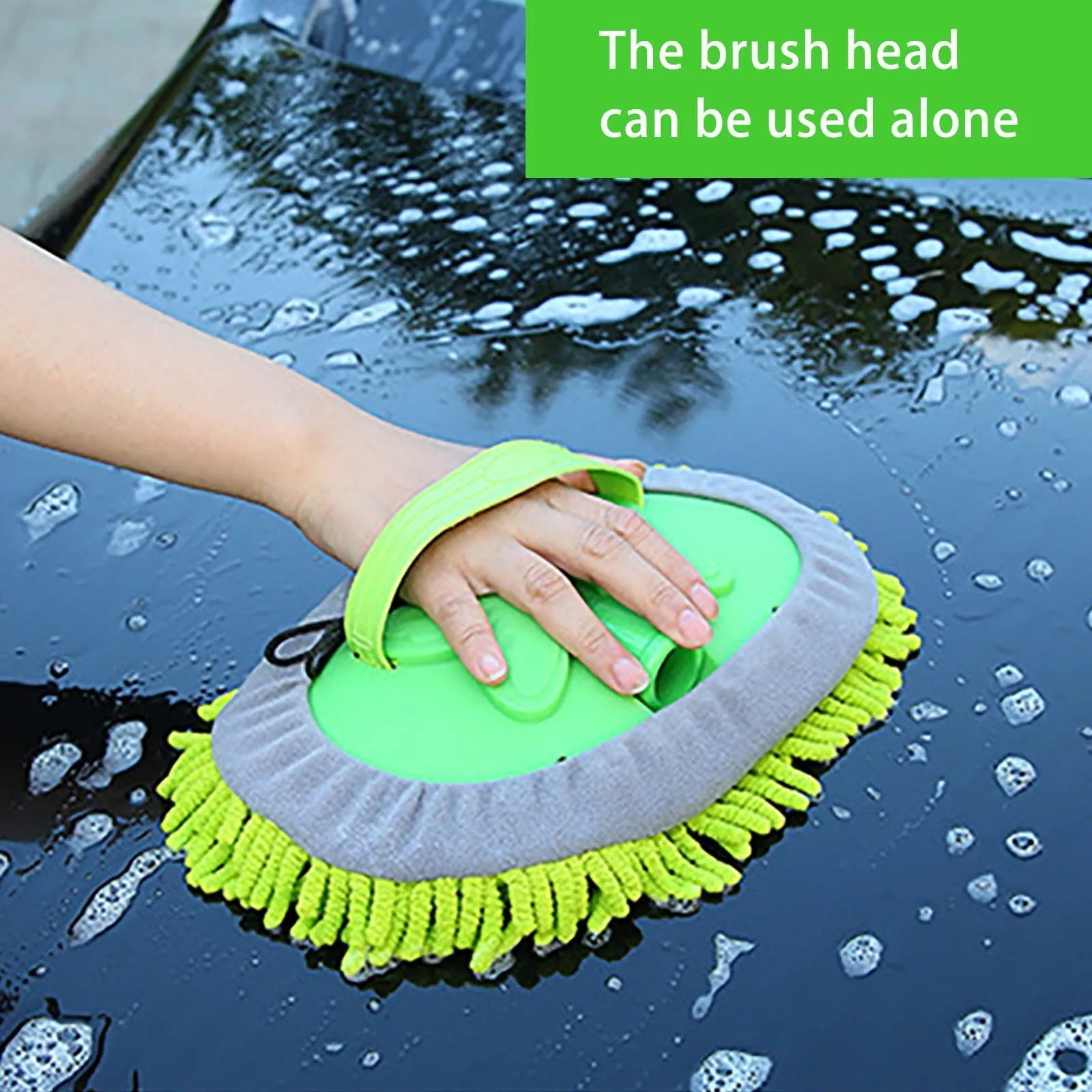 OAVQHLG3B 45" Microfiber Car Wash Brush Mop Car Cleaning Kit,Mitt Sponge with Long Handle,Car Cleaning Supplies Duster Washing Car Tools Household Essentials for Car Washing