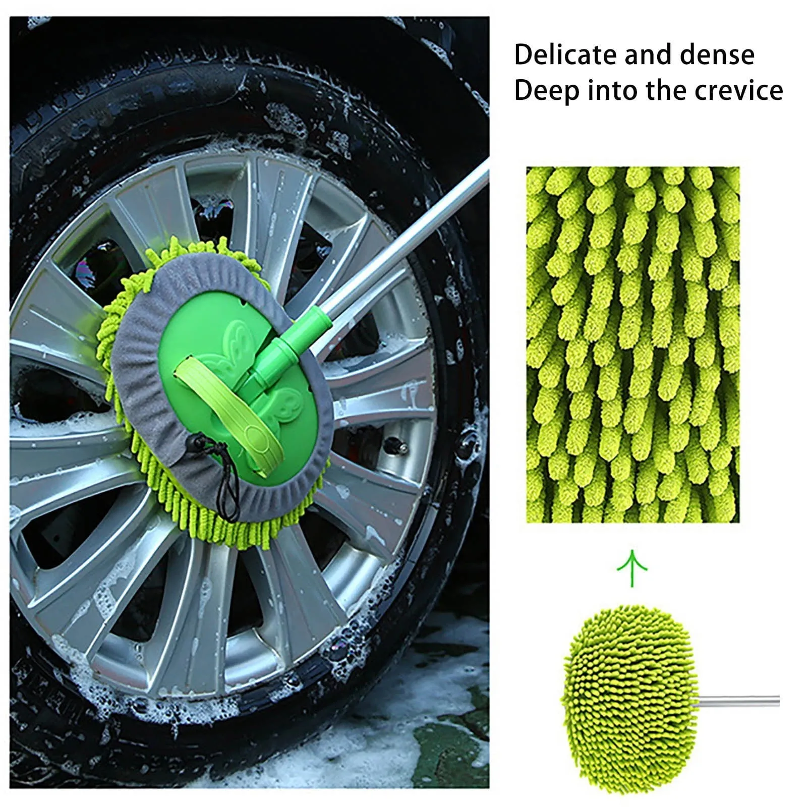 OAVQHLG3B 45" Microfiber Car Wash Brush Mop Car Cleaning Kit,Mitt Sponge with Long Handle,Car Cleaning Supplies Duster Washing Car Tools Household Essentials for Car Washing