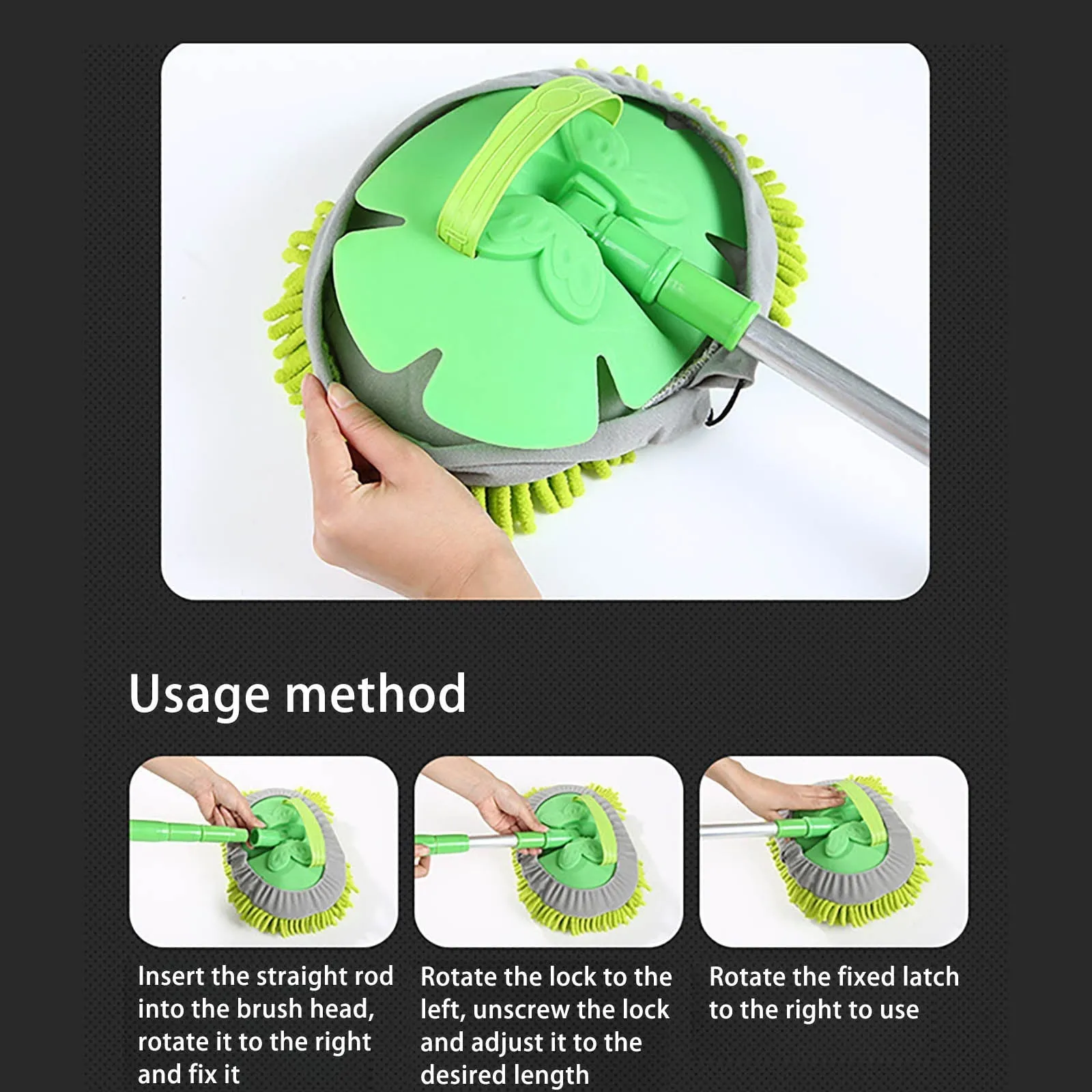 OAVQHLG3B 45" Microfiber Car Wash Brush Mop Car Cleaning Kit,Mitt Sponge with Long Handle,Car Cleaning Supplies Duster Washing Car Tools Household Essentials for Car Washing