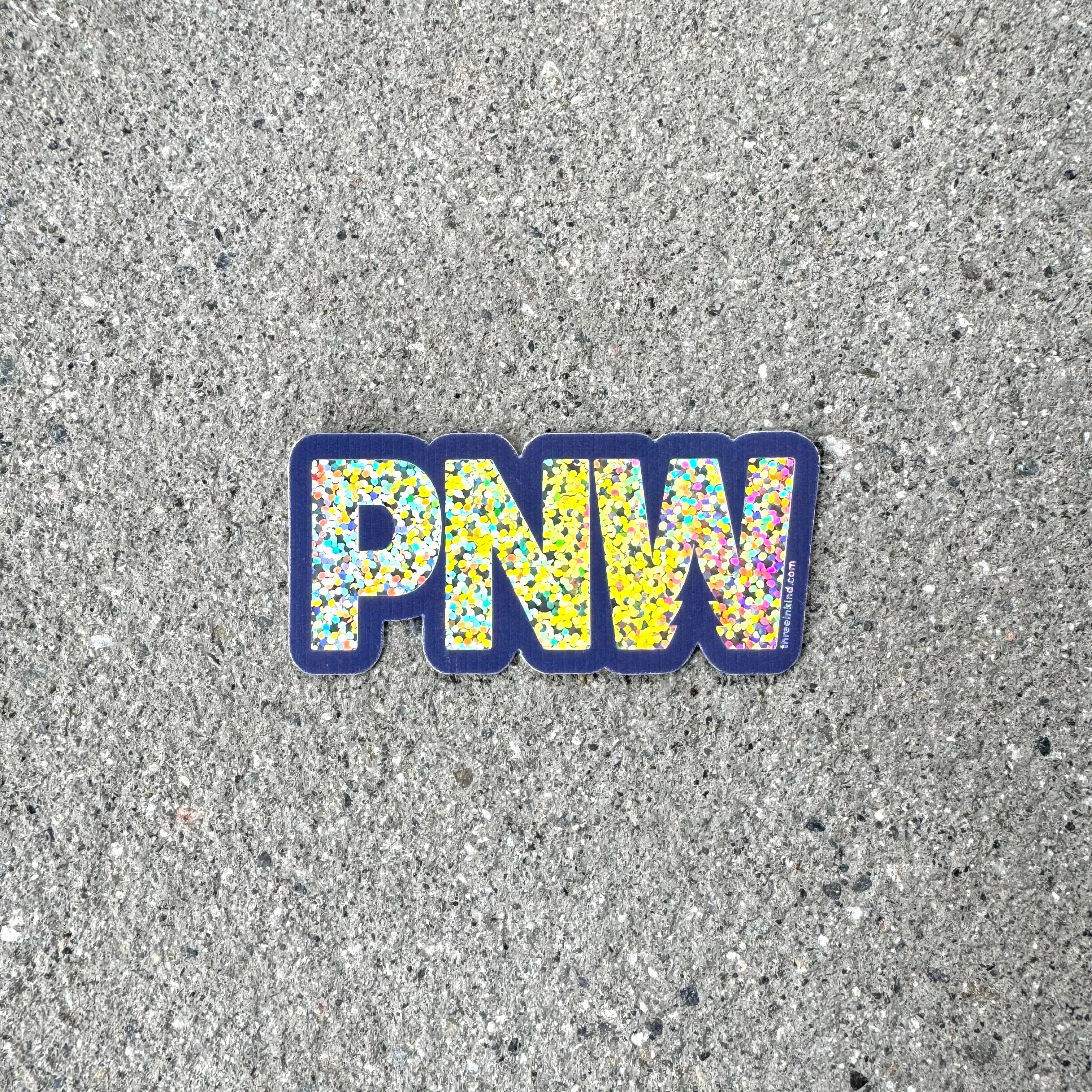 PNW Glitter Cutout 3” Sticker / Decal