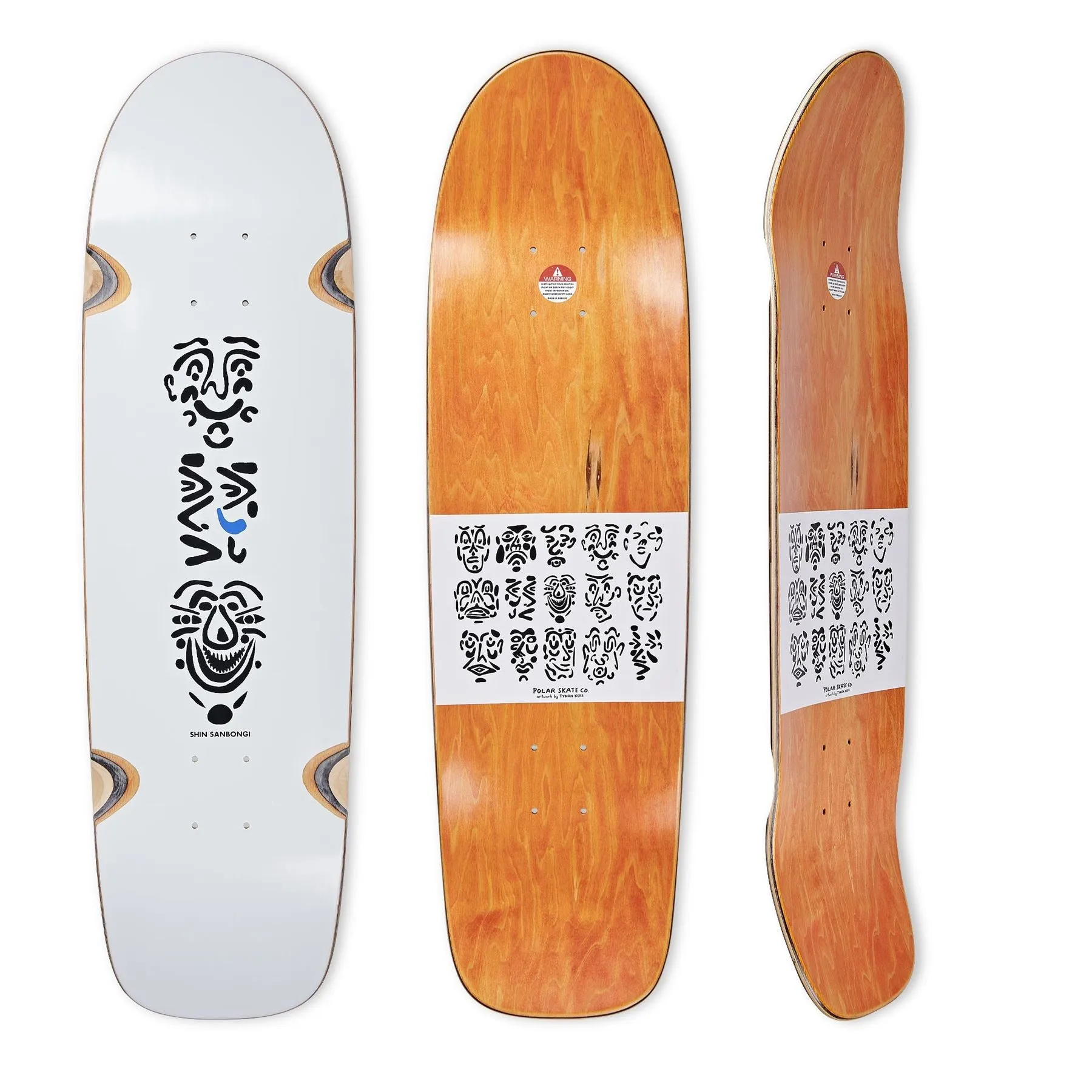 Polar Skate Co SHIN SANBONGI - Faces (White) WHEEL WELL Skateboard Deck - 8.25"