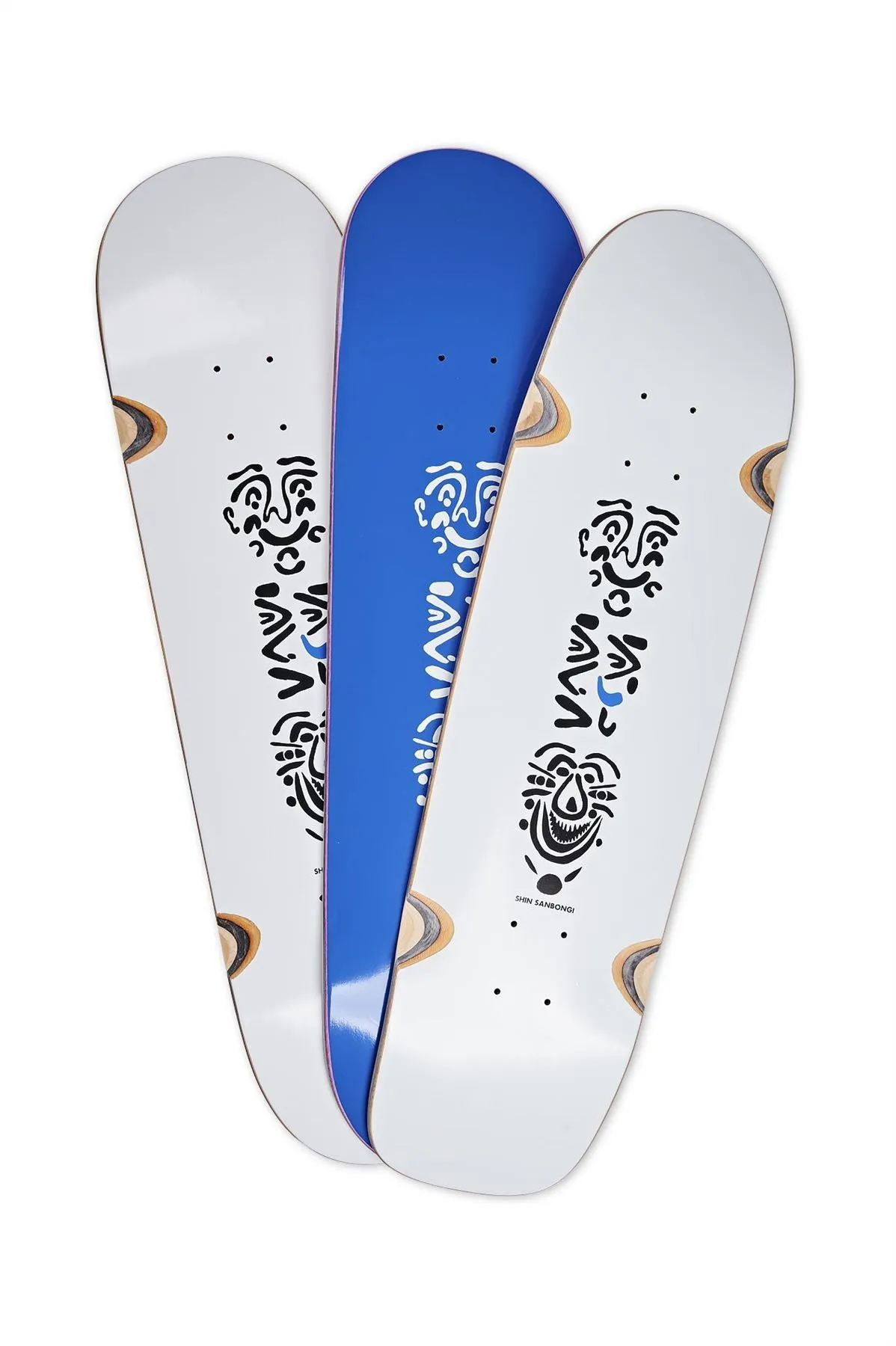 Polar Skate Co SHIN SANBONGI - Faces (White) WHEEL WELL Skateboard Deck - 8.25"