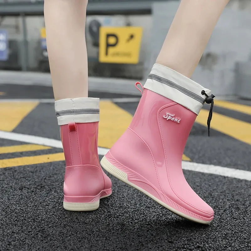 Rain Boots Womens Waterproof Shoes Rubber Shoes Cotton-Padded Rubber Boots Adult Non-Slip Work Shoes