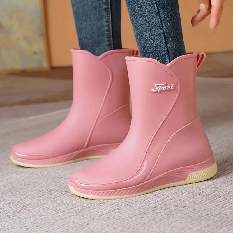 Rain Boots Womens Waterproof Shoes Rubber Shoes Cotton-Padded Rubber Boots Adult Non-Slip Work Shoes