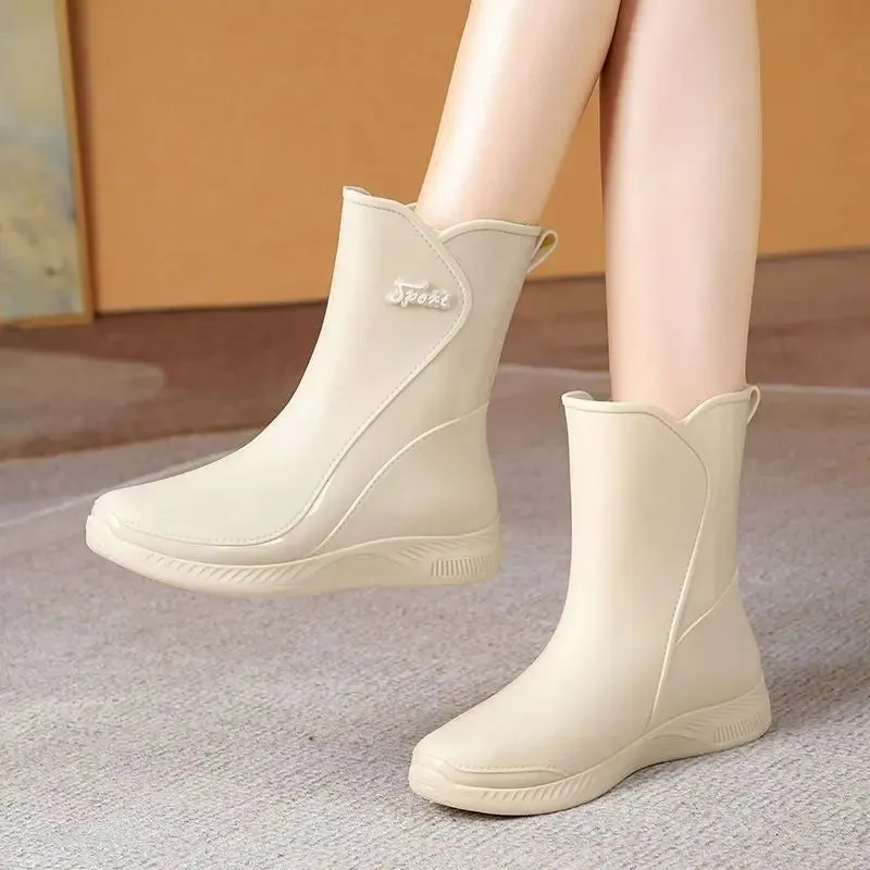 Rain Boots Womens Waterproof Shoes Rubber Shoes Cotton-Padded Rubber Boots Adult Non-Slip Work Shoes