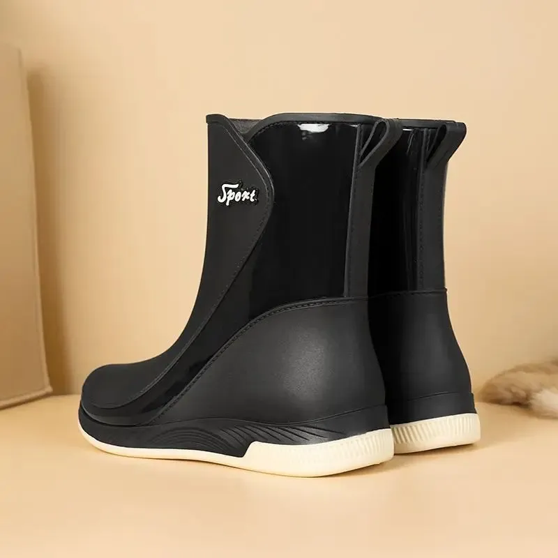 Rain Boots Womens Waterproof Shoes Rubber Shoes Cotton-Padded Rubber Boots Adult Non-Slip Work Shoes