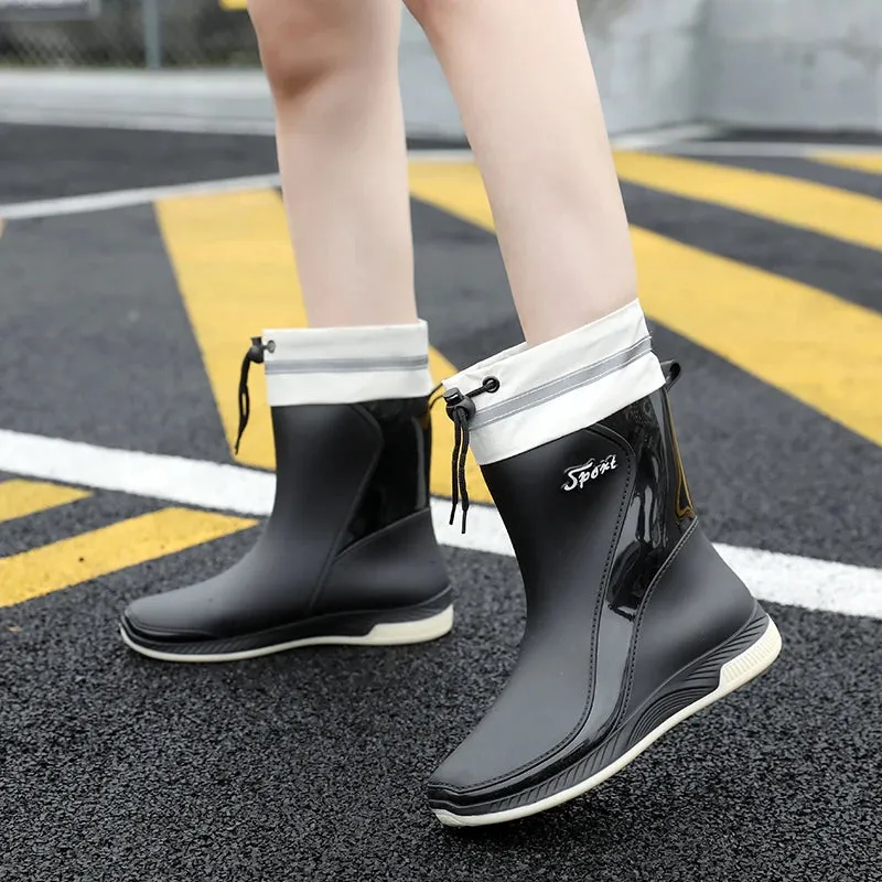 Rain Boots Womens Waterproof Shoes Rubber Shoes Cotton-Padded Rubber Boots Adult Non-Slip Work Shoes