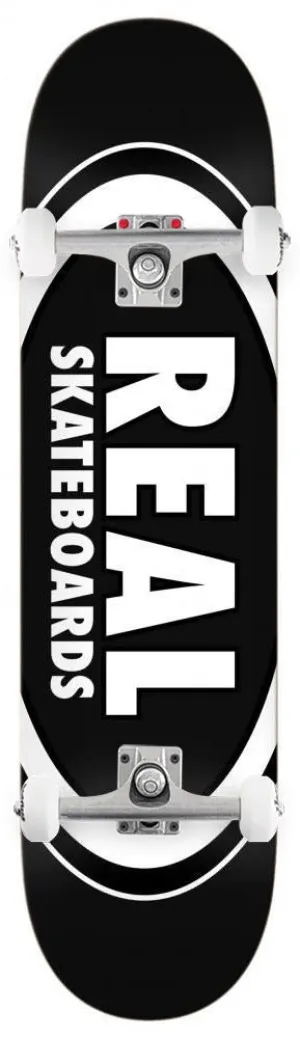 Real Team Classic Oval Black Custom Complete Skateboard - 8.25"