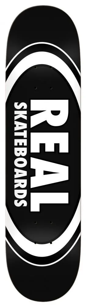 Real Team Classic Oval Black Custom Complete Skateboard - 8.25"
